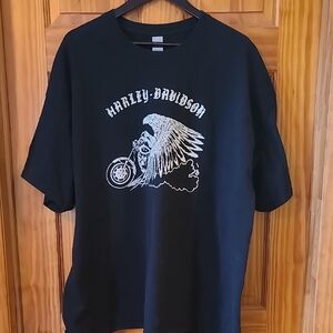 Gildan Black Tee with Winged Motorcycle Graphic